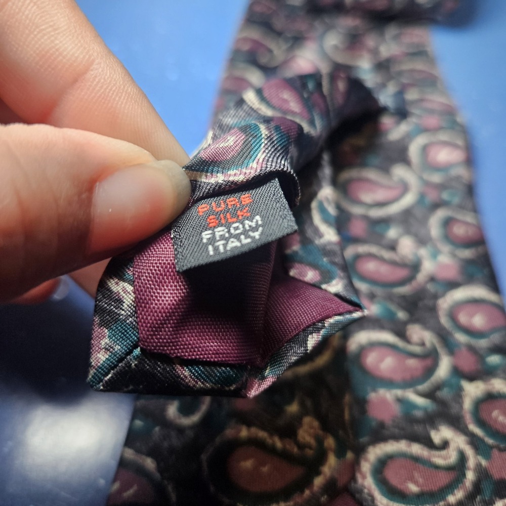 Vintage Kuppenheimer Red Gold Brown Paisley Silk Tie - Picture 4 of 6